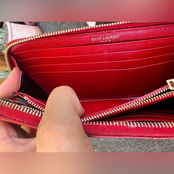 YSL Long Zippy Wallet In Red - Picture 7 of 11
